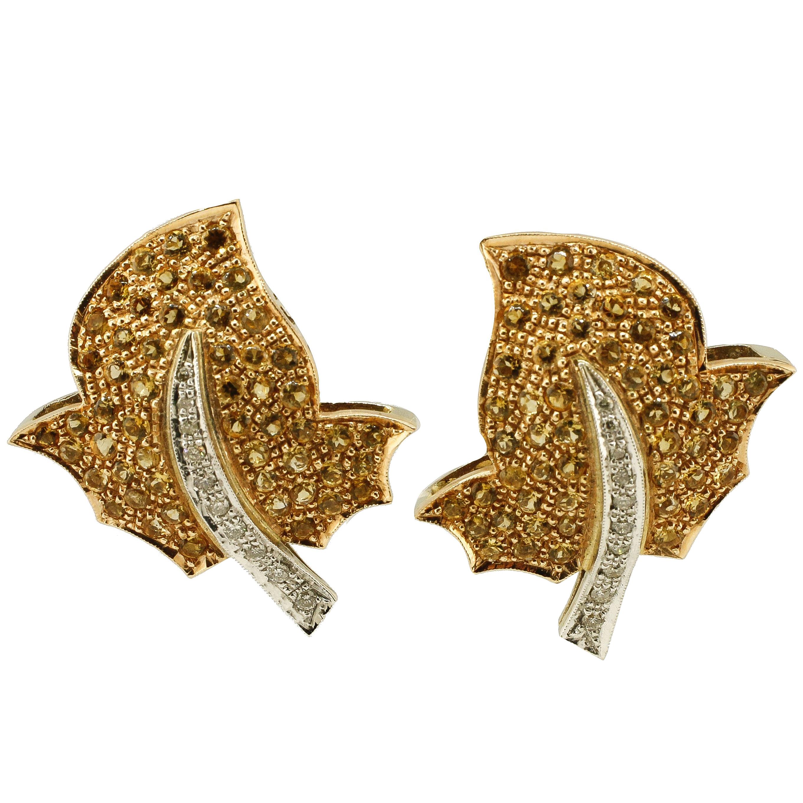  Topaz Diamond Gold Earrings