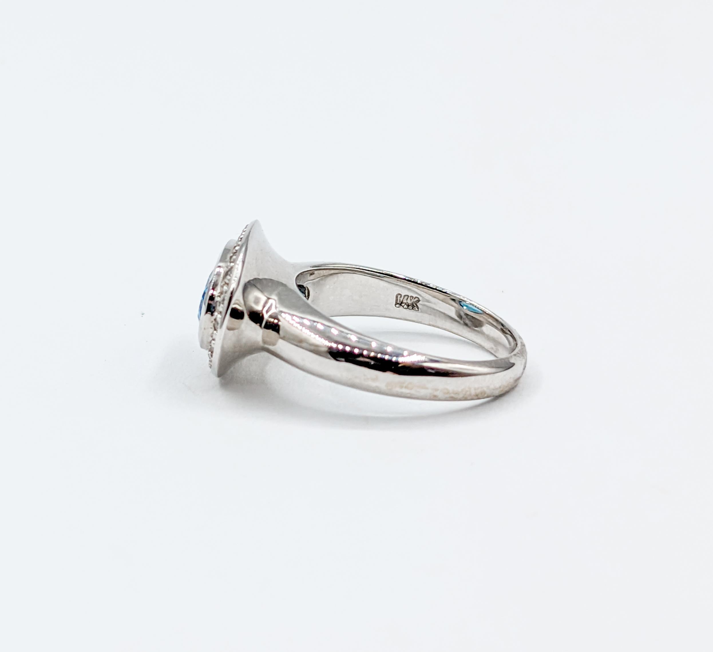 Women's Topaz & Diamond Halo Ring in White Gold For Sale