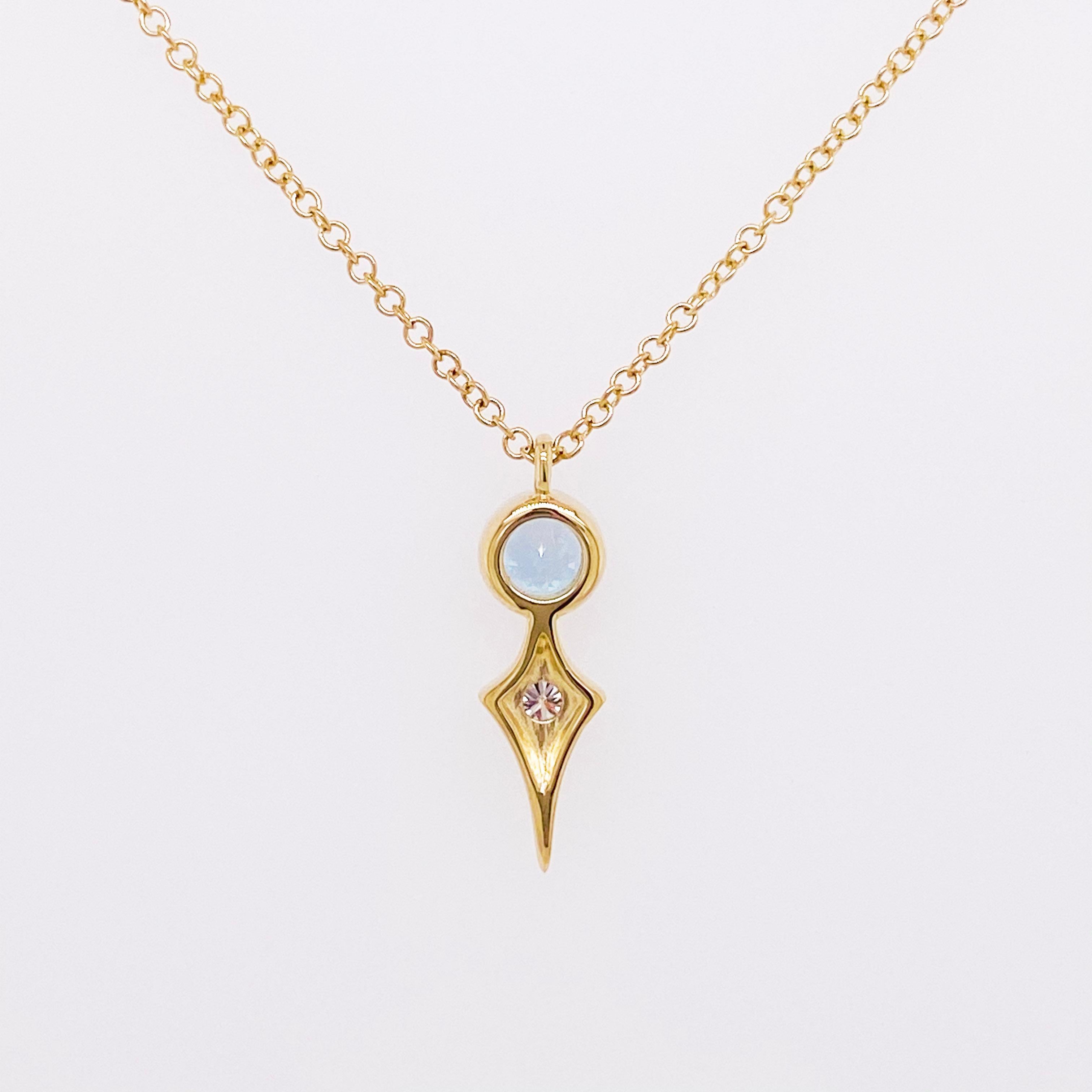 Round Cut Topaz Diamond Necklace, 14 Karat Yellow Gold Round Blue Topaz Kite, NK6122Y45BT For Sale