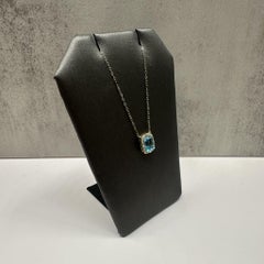 Topaz & Diamond Necklace in 10kt Yellow Gold – Emerald Cut, 18.25in, New