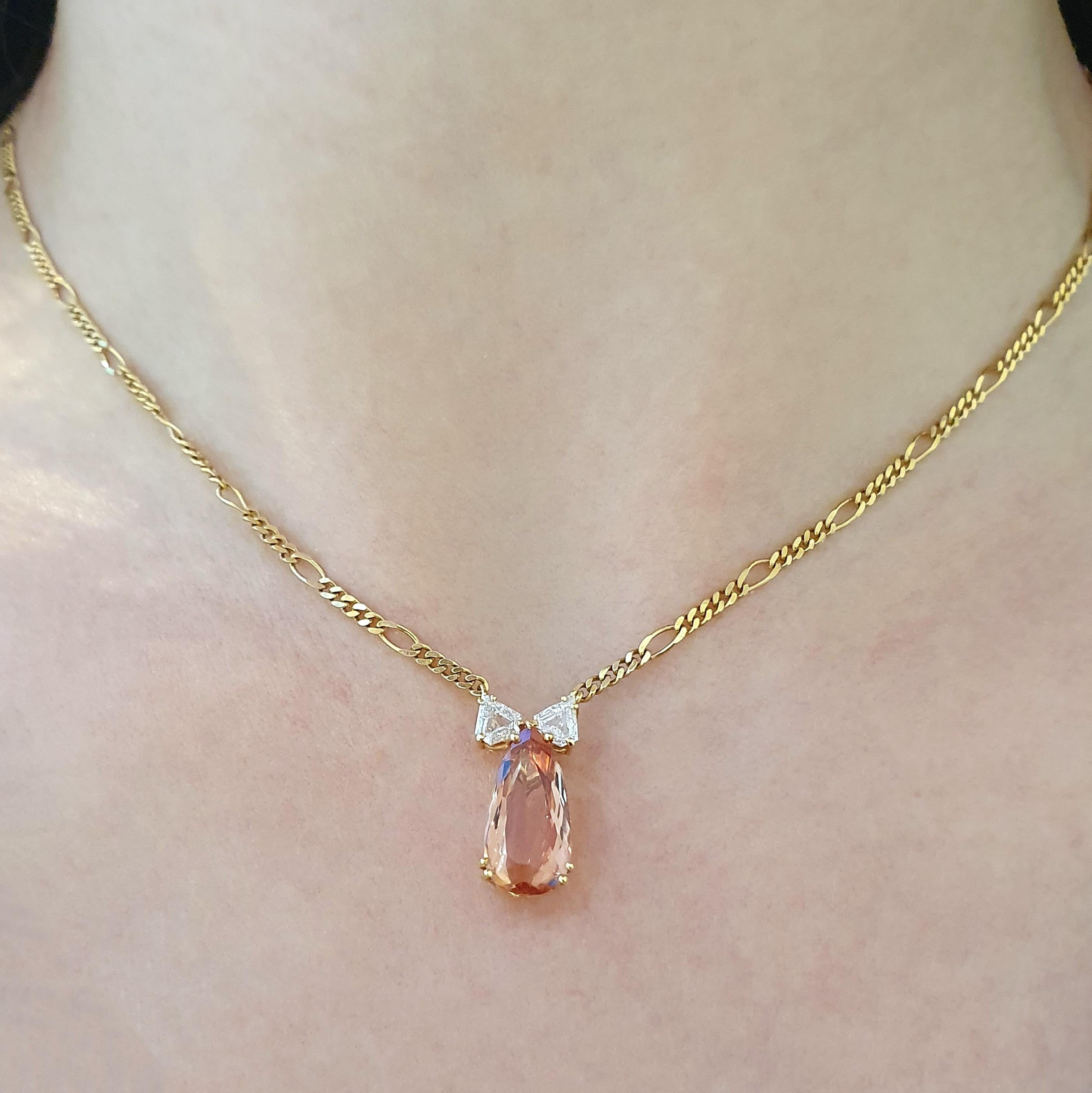 Topaz Diamond Pendant Chain Necklace For Sale 2