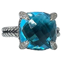 Topaz & Diamond Ring David Yurman Engagement Ring Estate Silver David Yurman