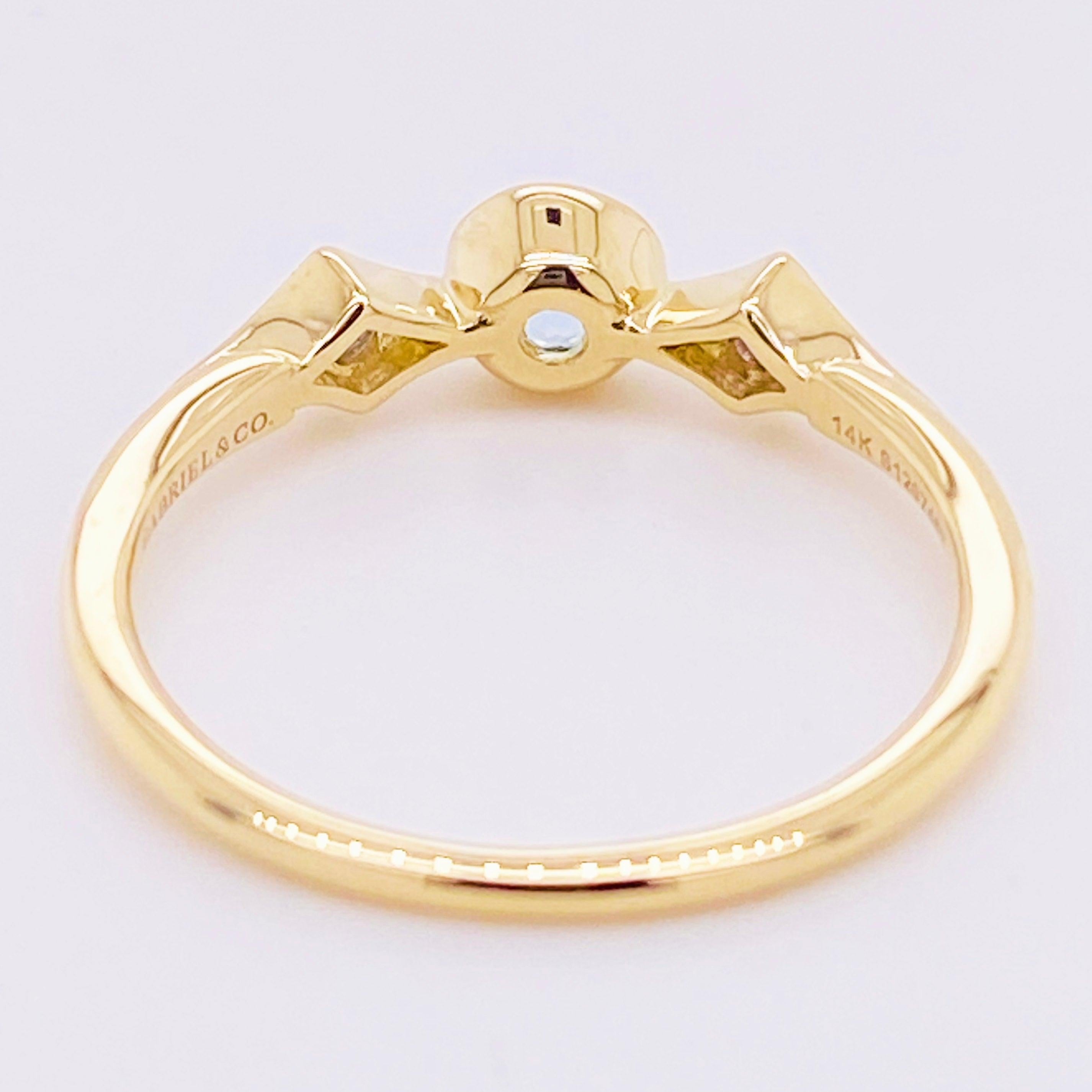 For Sale:  Topaz Diamond Ring, Swiss Blue Three-Stone Ring Bezel Set w .42 Carats 5