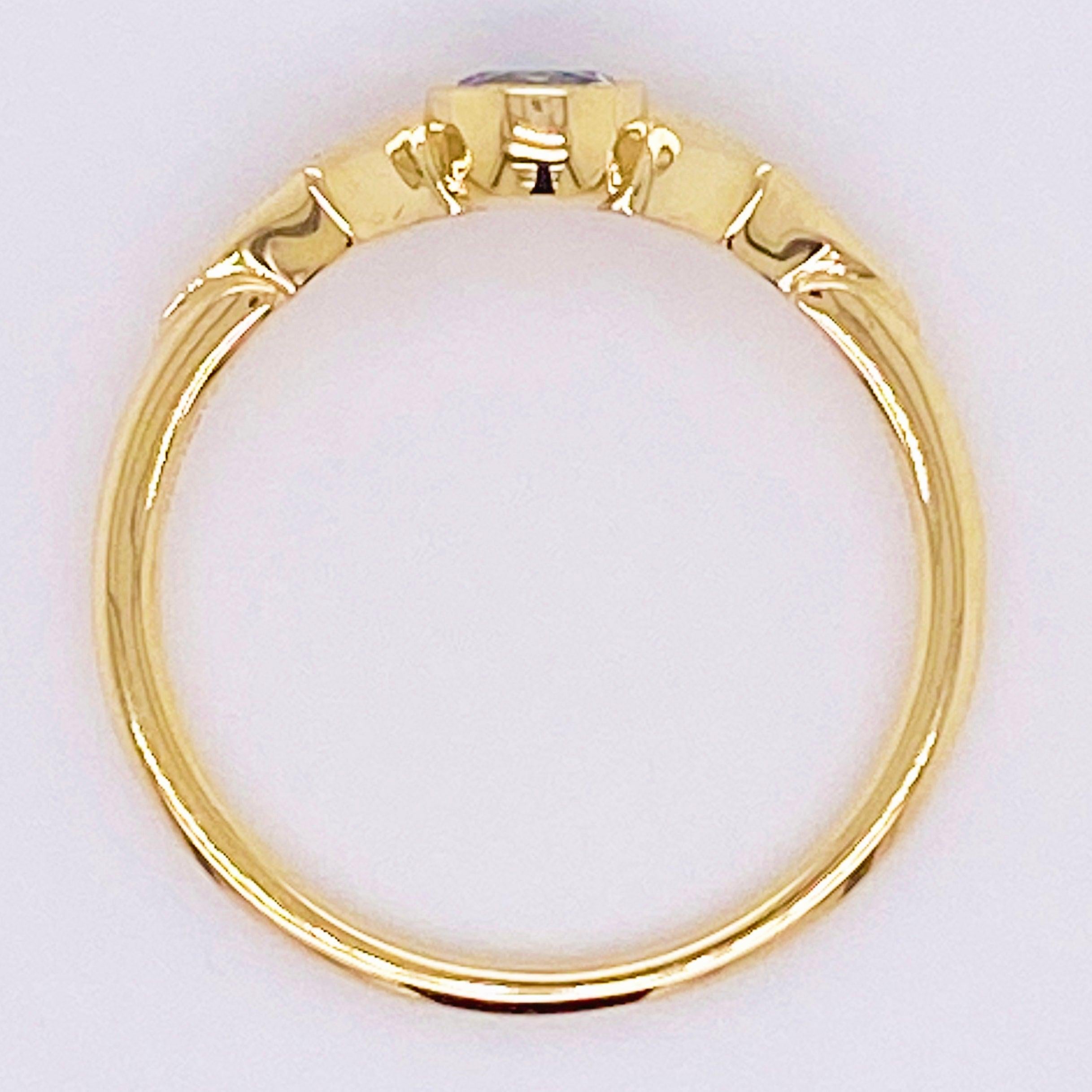 For Sale:  Topaz Diamond Ring, Swiss Blue Three-Stone Ring Bezel Set w .42 Carats 6