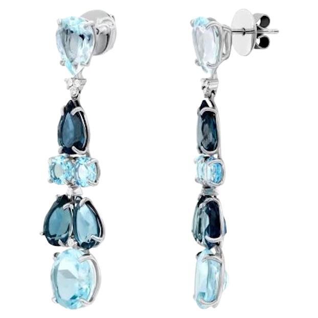 Boucles d'oreilles pendantes Topaze Diamant Or blanc 18k pour Elle