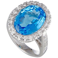 Topaz Diamond White Gold Ring Vintage Topaz Diamond White Gold Ring