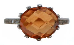Topaz, Diamonds, 14 Karat Rose Gold and Silver Ring.