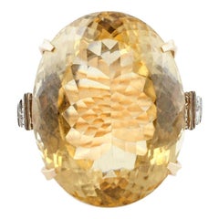 Topaz, Diamonds, 14 Karat Rose Gold Dome Ring