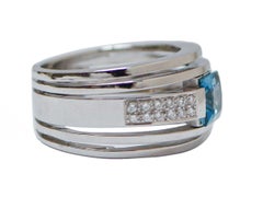 Topaz, Diamonds, 18 Karat White Gold Ring.
