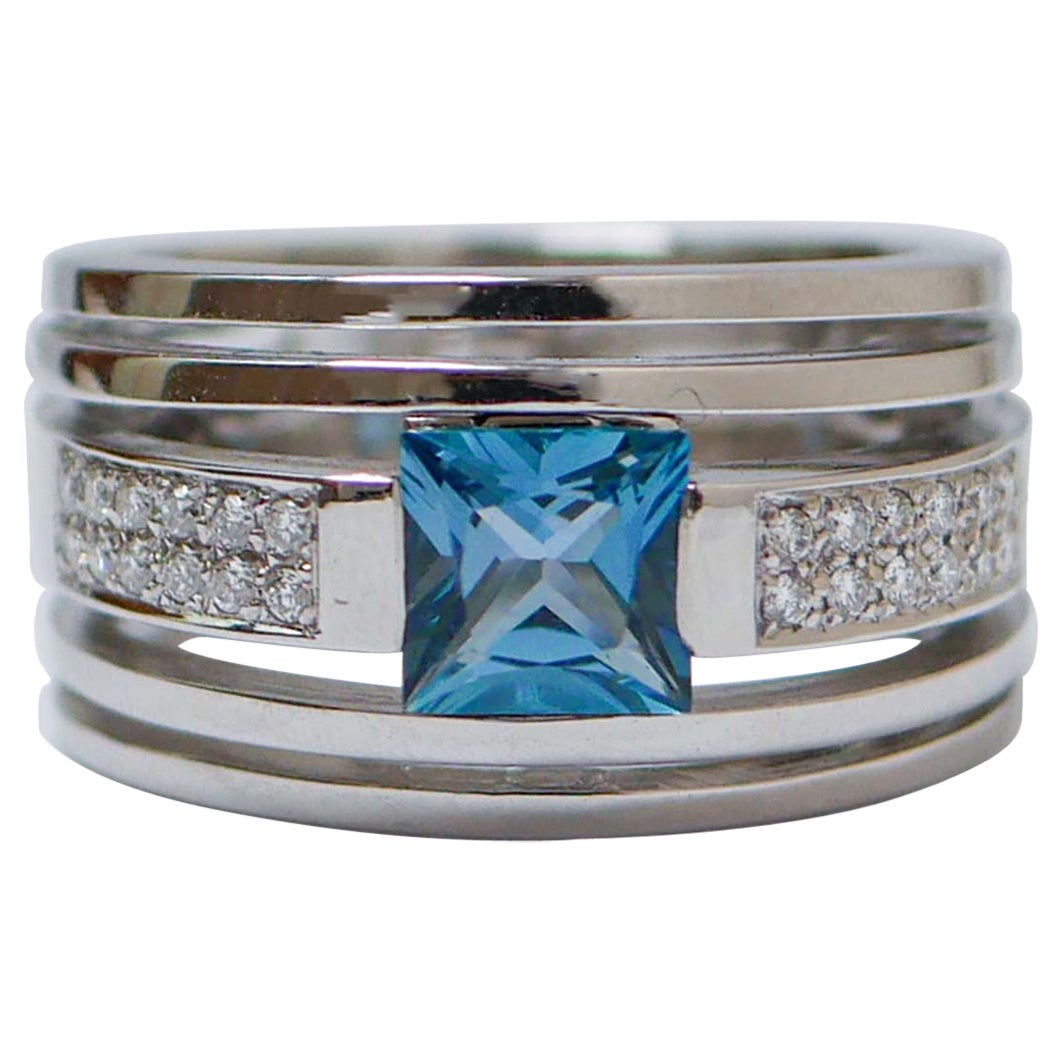 Topas, Diamanten, Ring aus 18 Karat Weißgold.