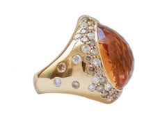 Topaz, Diamonds, 18 Karat Yellow Gold Ring.