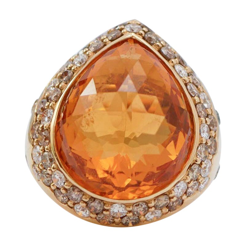 Topaze, diamants, bague en or jaune 18 carats.