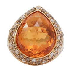 Topaz, Diamonds, 18 Karat Yellow Gold Ring.