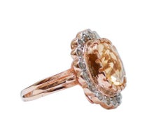 Topaz, Diamonds, Rose Gold and Silver Ring.