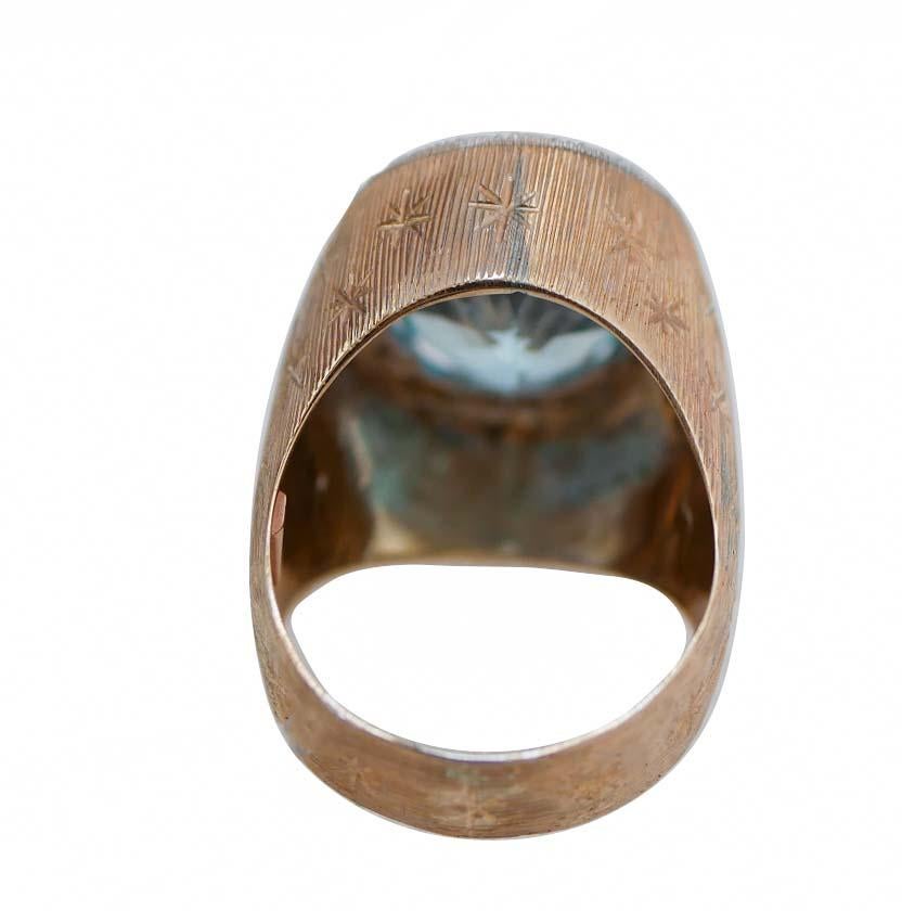 Retro Topaz, Diamonds, Rose Gold Ring. For Sale
