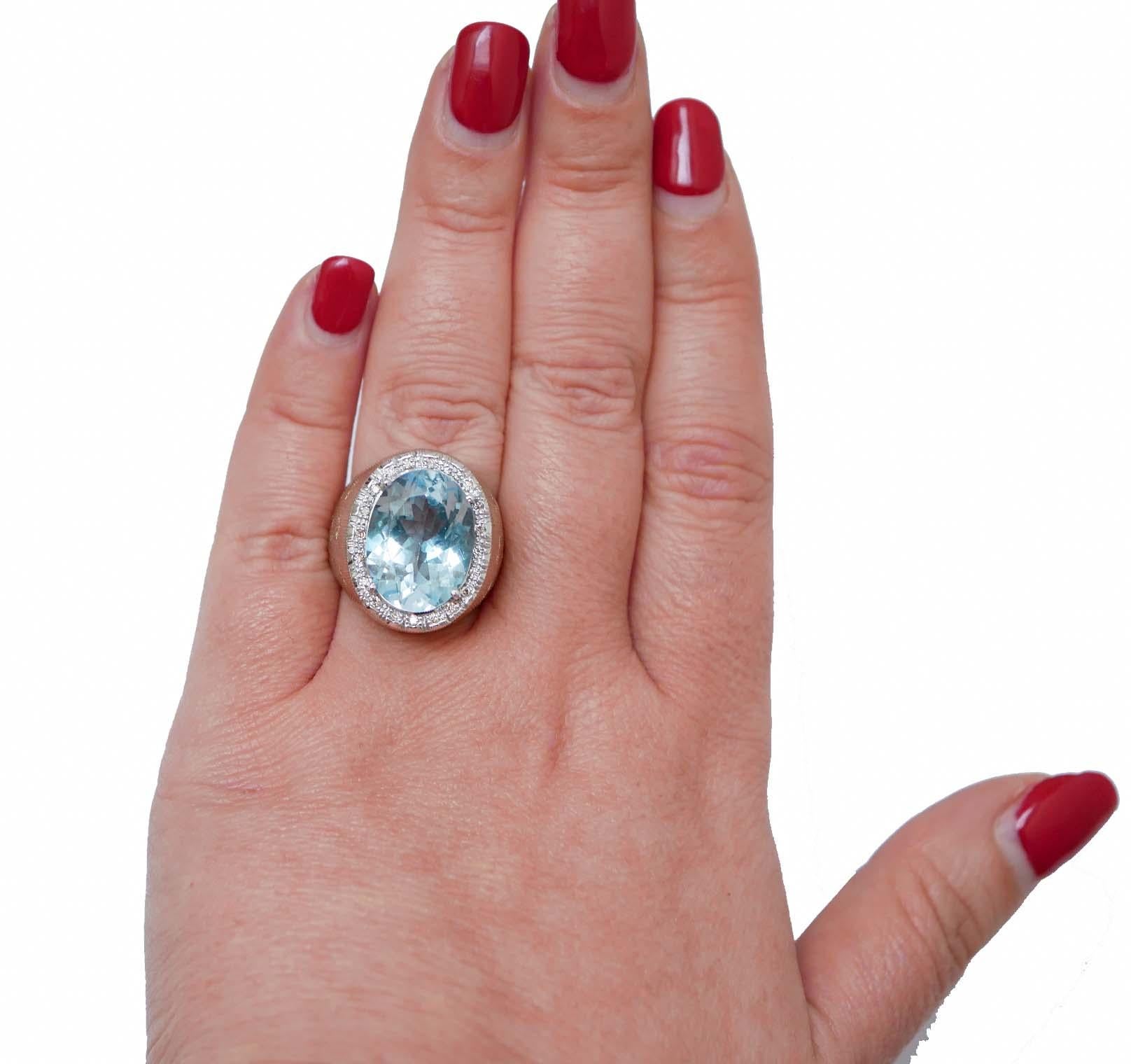 Mixed Cut Topaz, Diamonds, Rose Gold Ring. For Sale