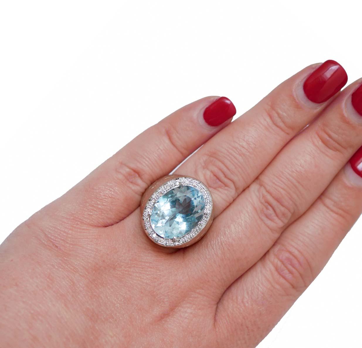 Topaz, Diamonds, Rose Gold Ring. In Good Condition For Sale In Marcianise, Marcianise (CE)