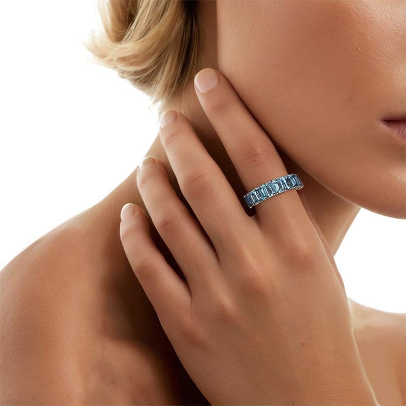 For Sale:  Topaz Eternity Band 14K Gold Gemstone Ring 2