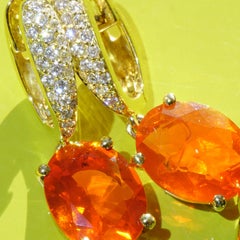 Topaz Fireopal Brilliant Earrings Quality Ear Jewellery Wow Colors 18 kt Italy
