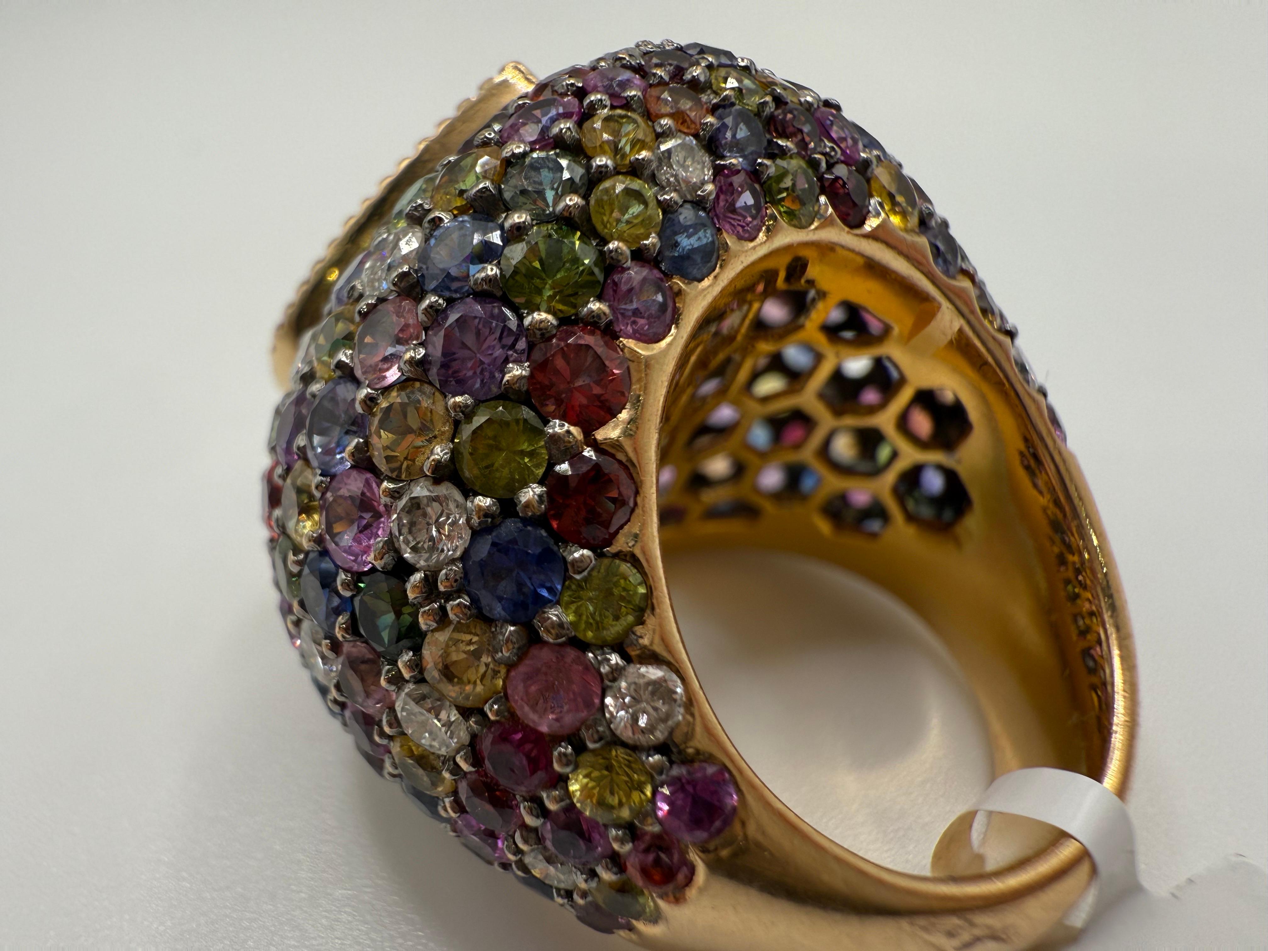 Bague cocktail Topaze Pierre précieuse Or jaune 18KT Unisexe en vente