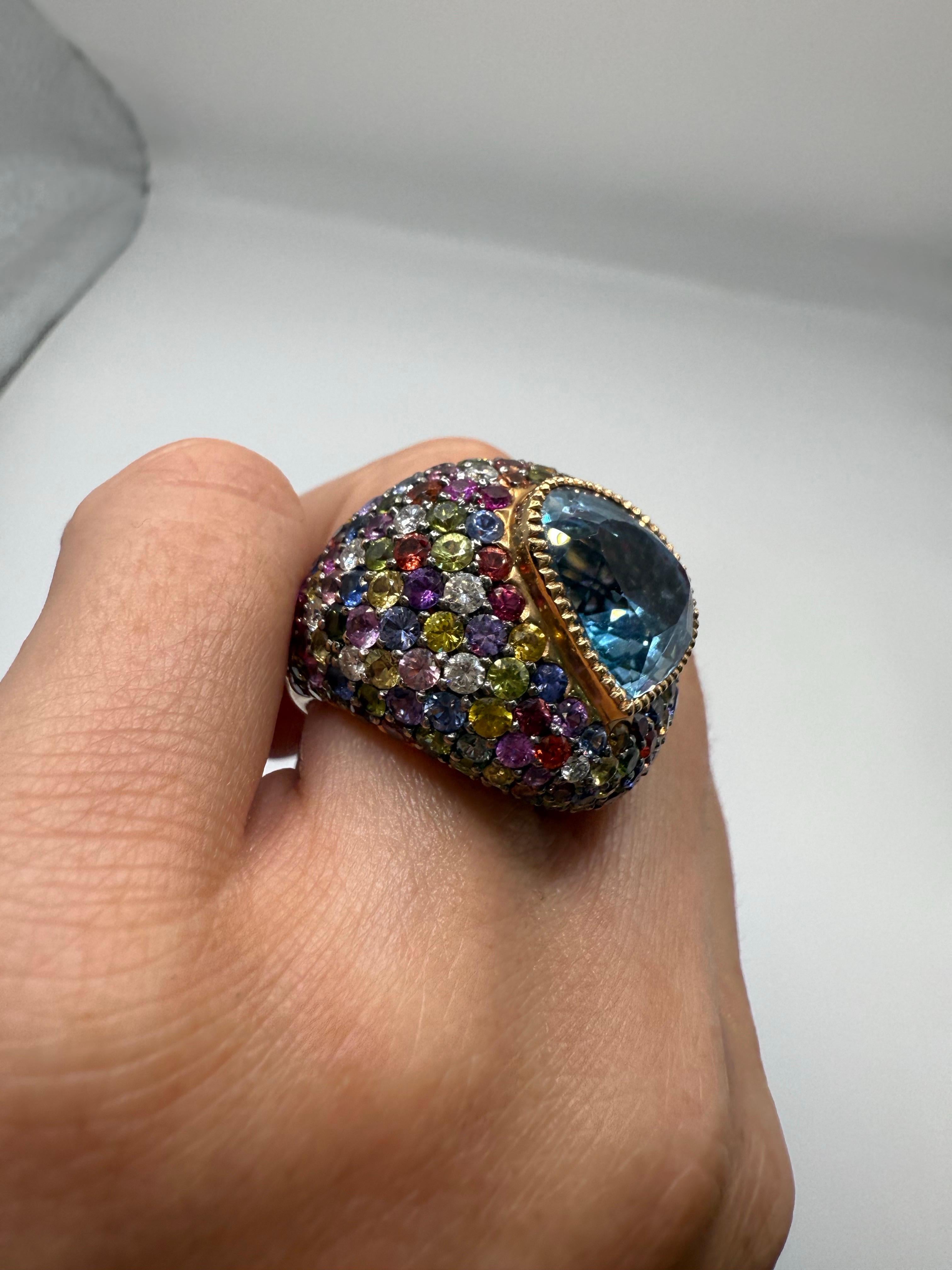 Bague cocktail Topaze Pierre précieuse Or jaune 18KT en vente 1