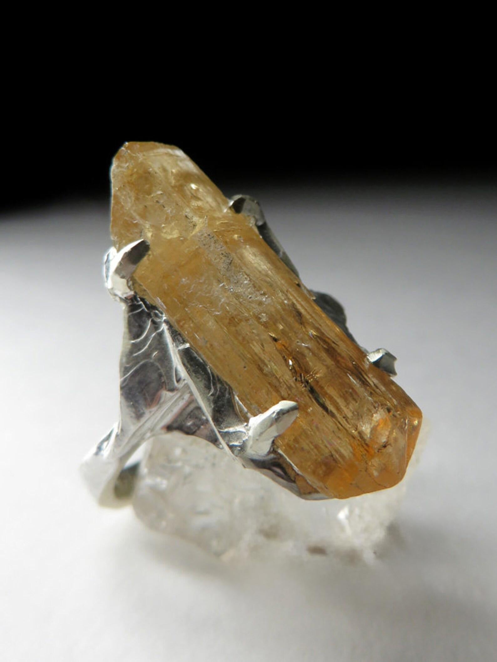 Anello d'argento Topazio Imperiale Grande Gemma di Cristallo Giallo Topazio Naturale in vendita 4