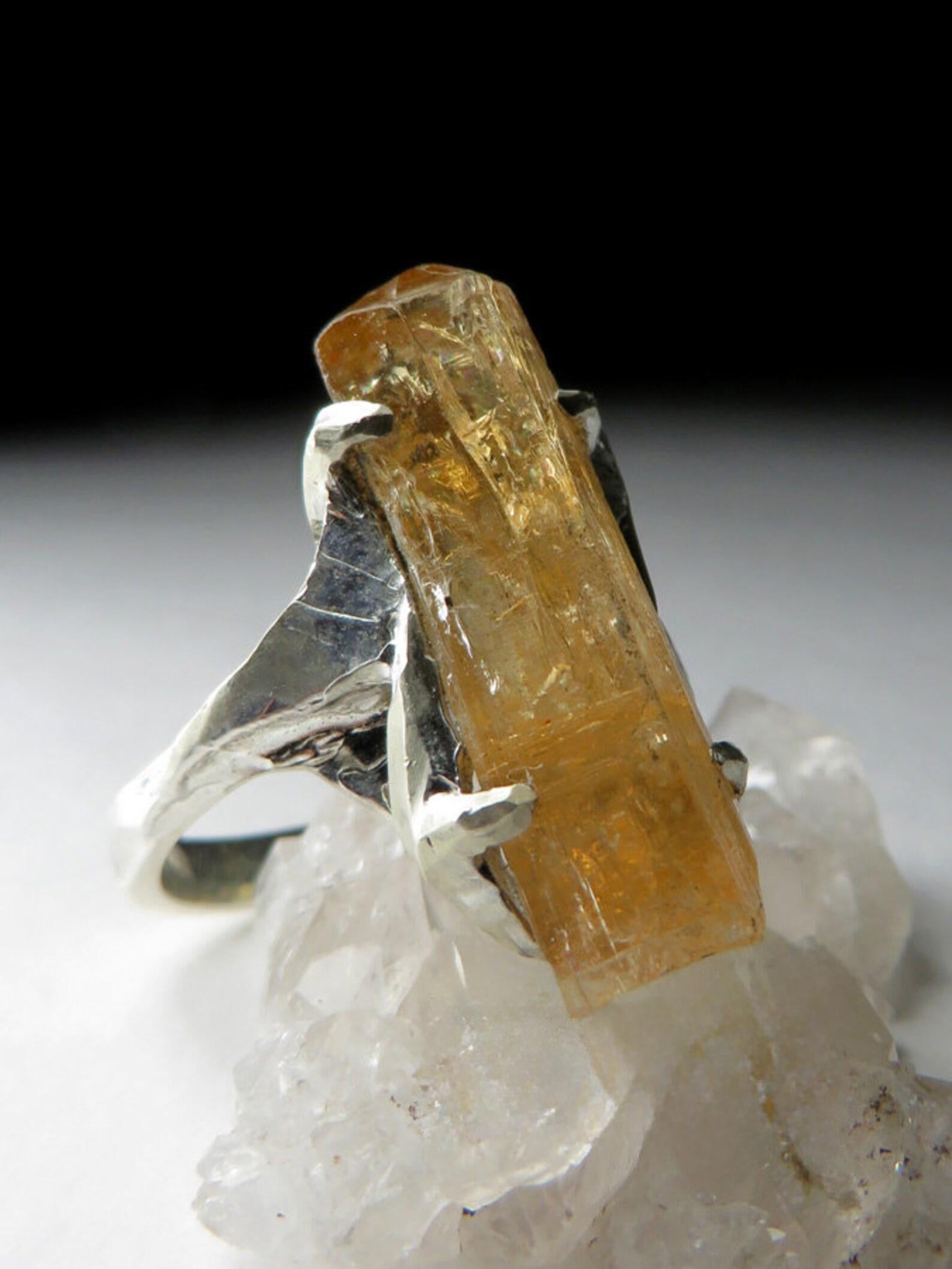 Anello d'argento Topazio Imperiale Grande Gemma di Cristallo Giallo Topazio Naturale In condizioni Nuovo in vendita a Berlin, DE