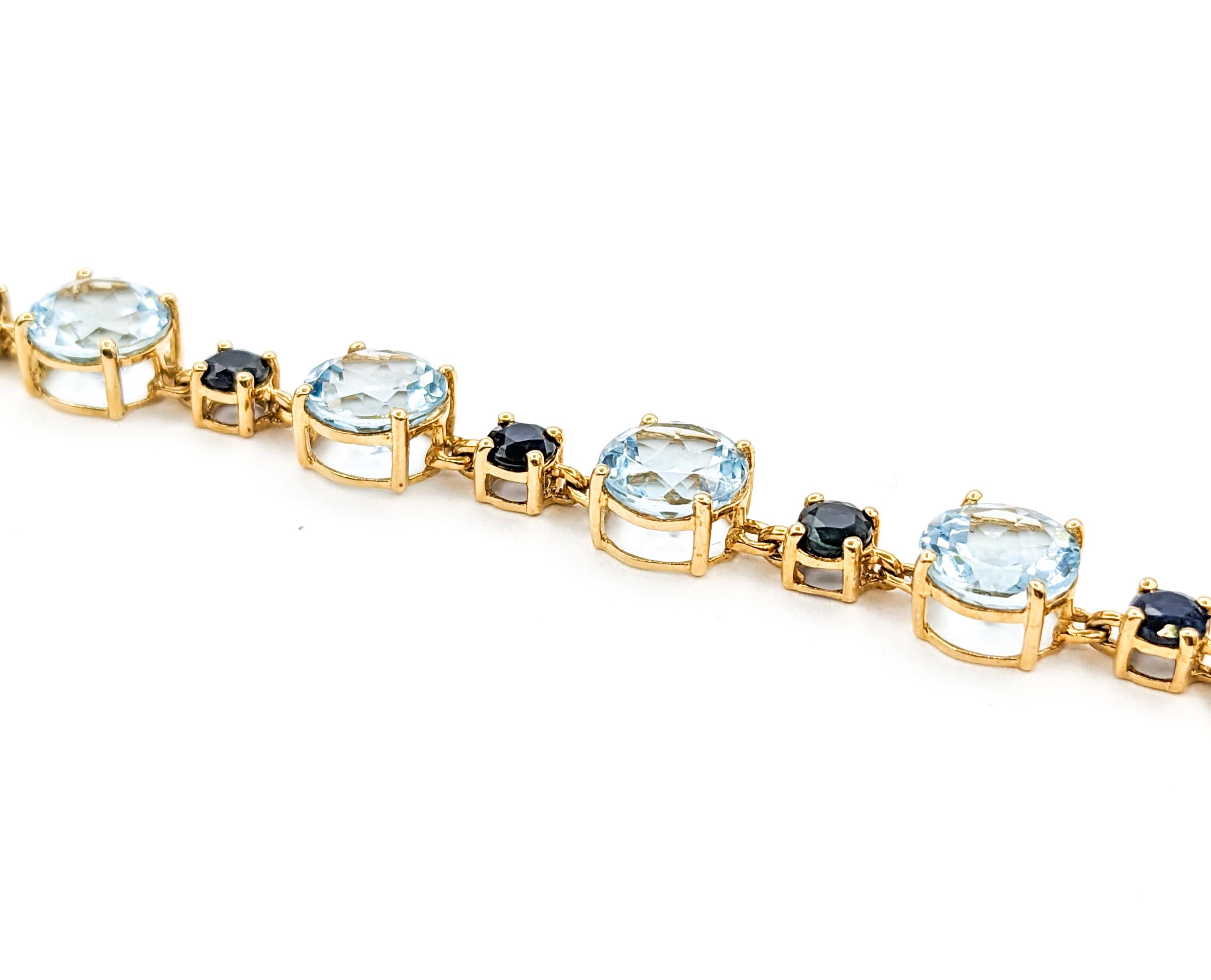 Topaz & Midnight Sapphire Gemstone bracelet Yellow Gold  4
