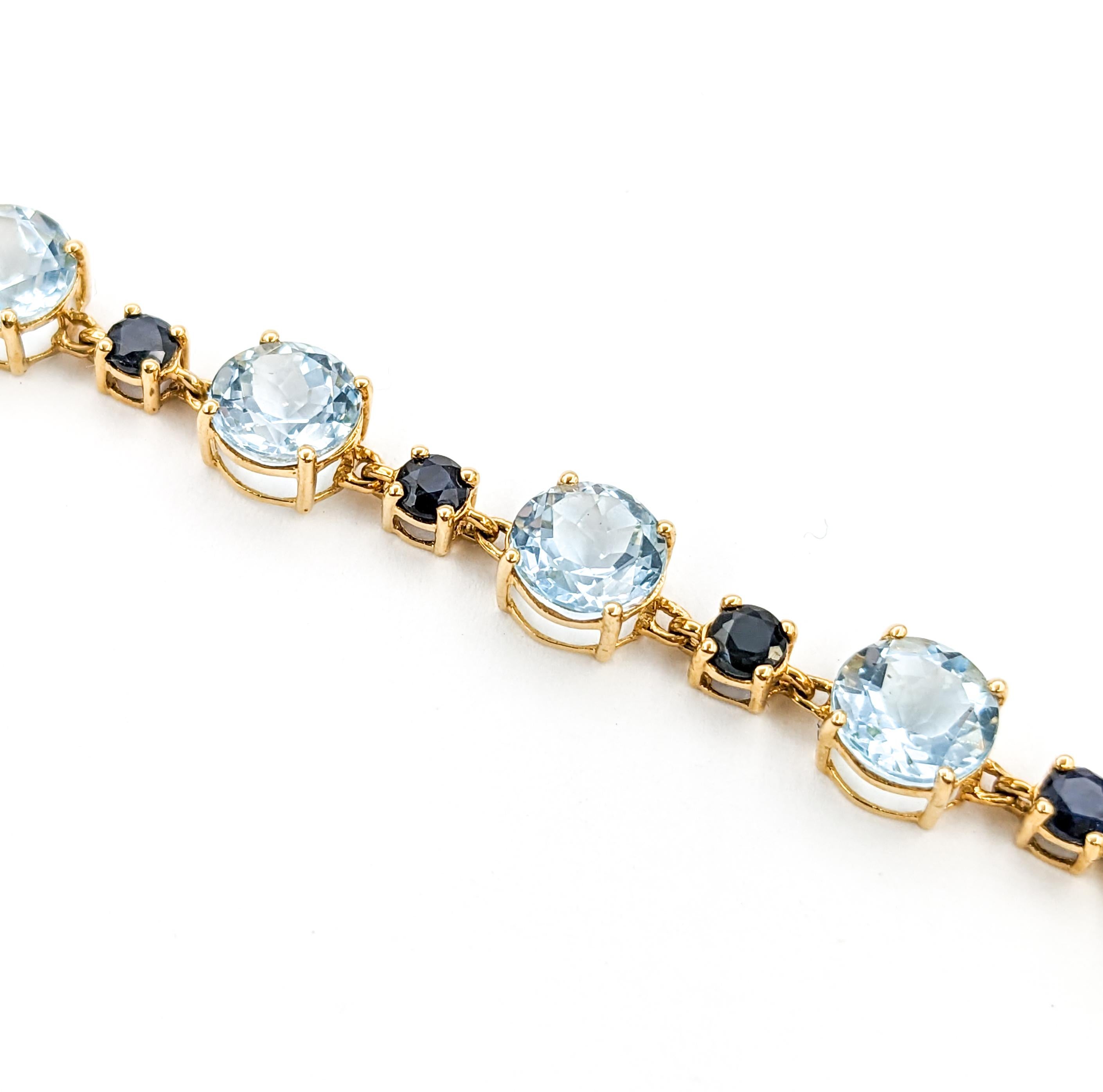 Topaz & Midnight Sapphire Gemstone bracelet Yellow Gold  5