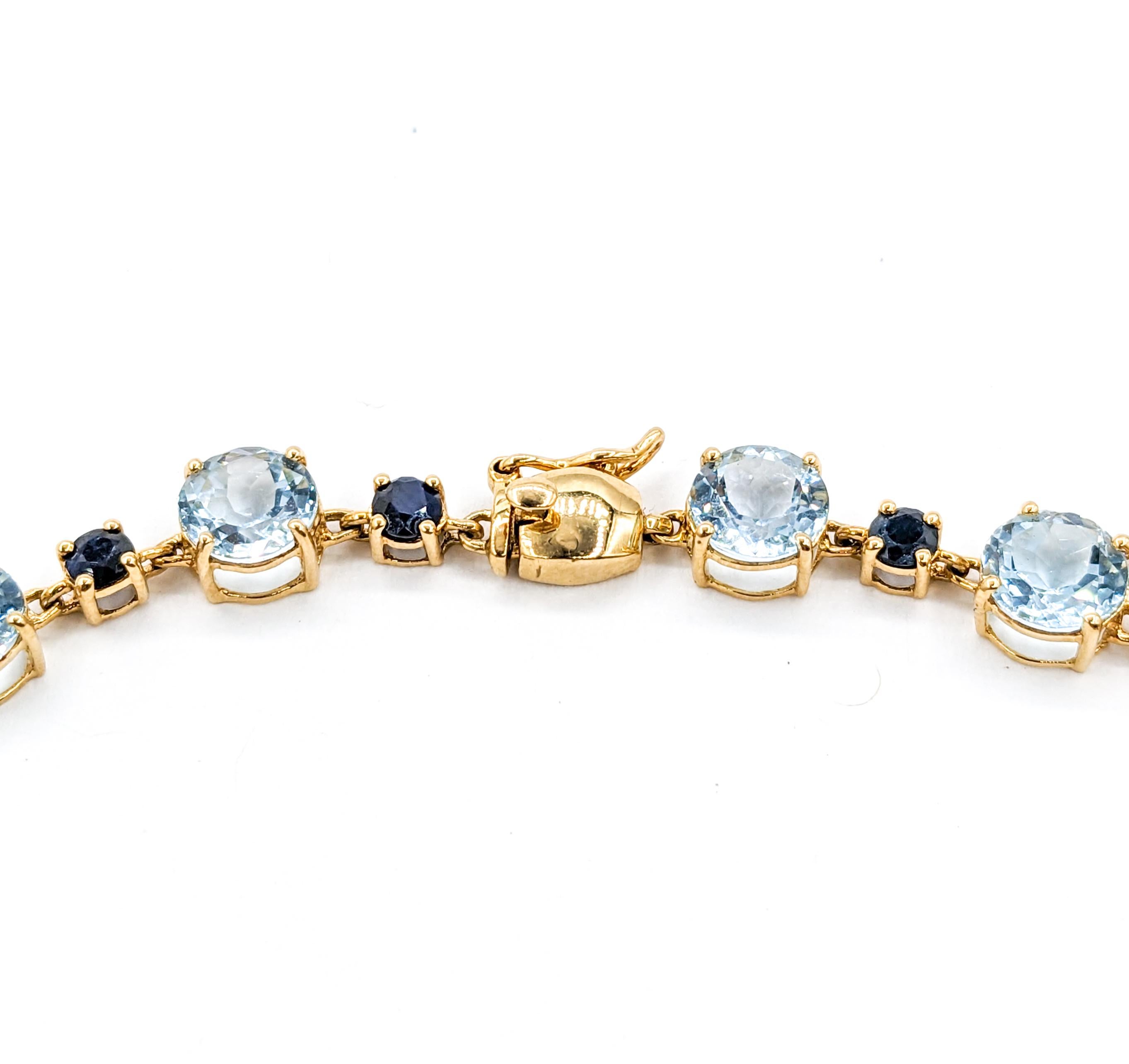 Topaz & Midnight Sapphire Gemstone bracelet Yellow Gold  1