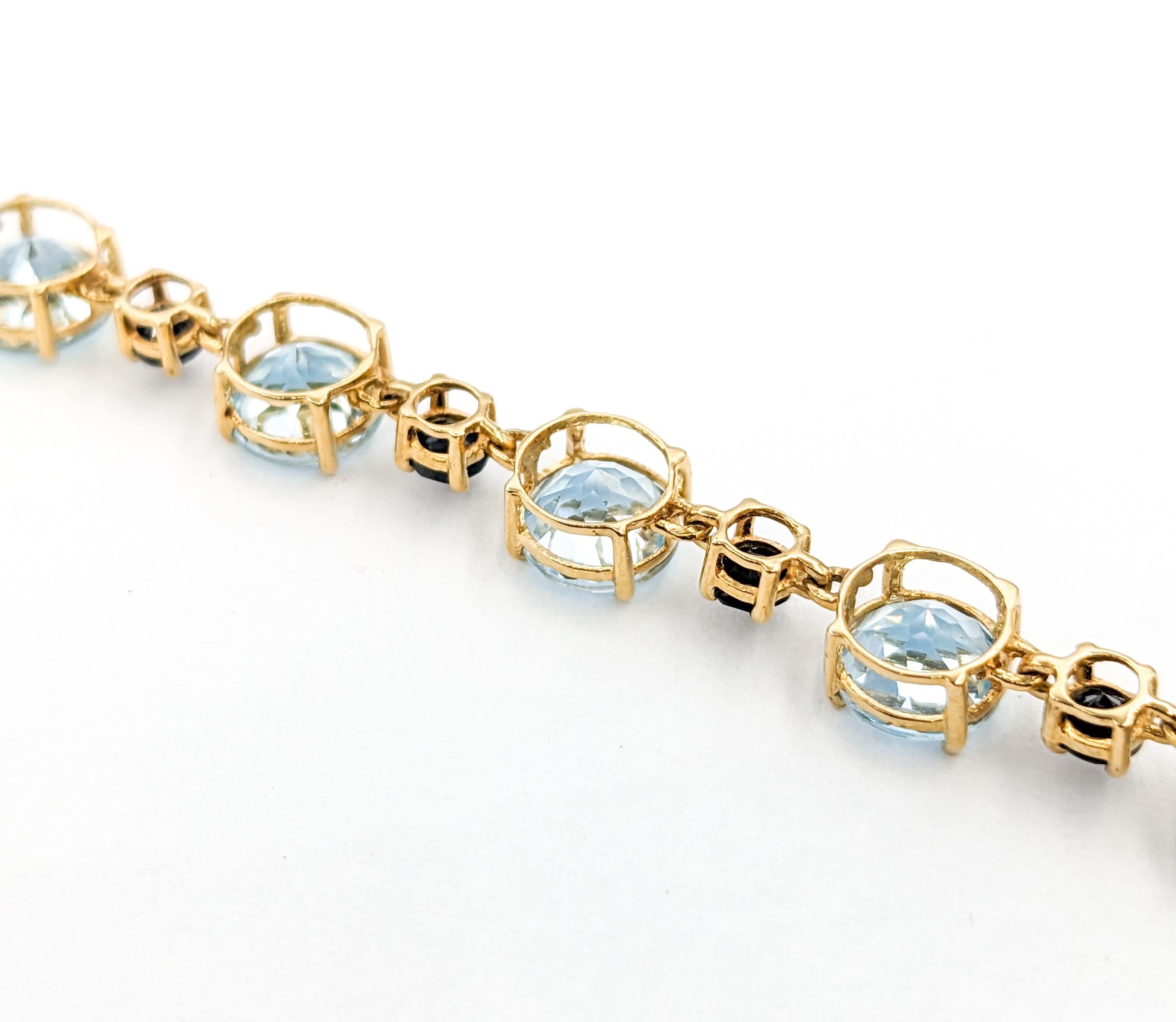 Topaz & Midnight Sapphire Gemstone bracelet Yellow Gold  3