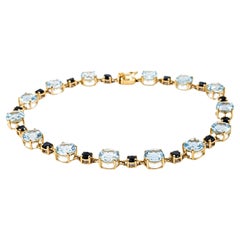 Topaz & Midnight Sapphire Gemstone bracelet Yellow Gold 