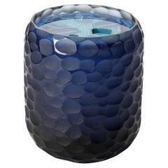 Jarra Topaz Murini Agata II, caja con tapa de textura azul fundida, de Angela Jarman