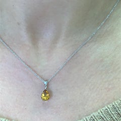 Topaz orange pear shaped pendant necklace 18k white gold