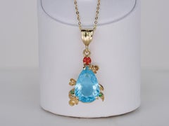 Topaz Pendant in 14 Karat Gold, Sky Blue Topaz Gold Pendant