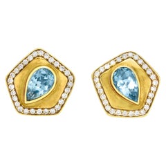 Topaz Pentagon with Diamonds Earrings