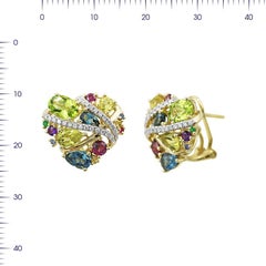 Topaz Quartz Chrysolite Tourmaline Emerald Sapphire Diamond Gold Earrings