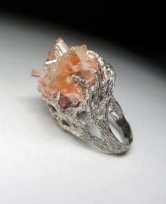 Topaz Ring silver Raw Crystal Cluster one of a kind gift Sagittarius birthstone
