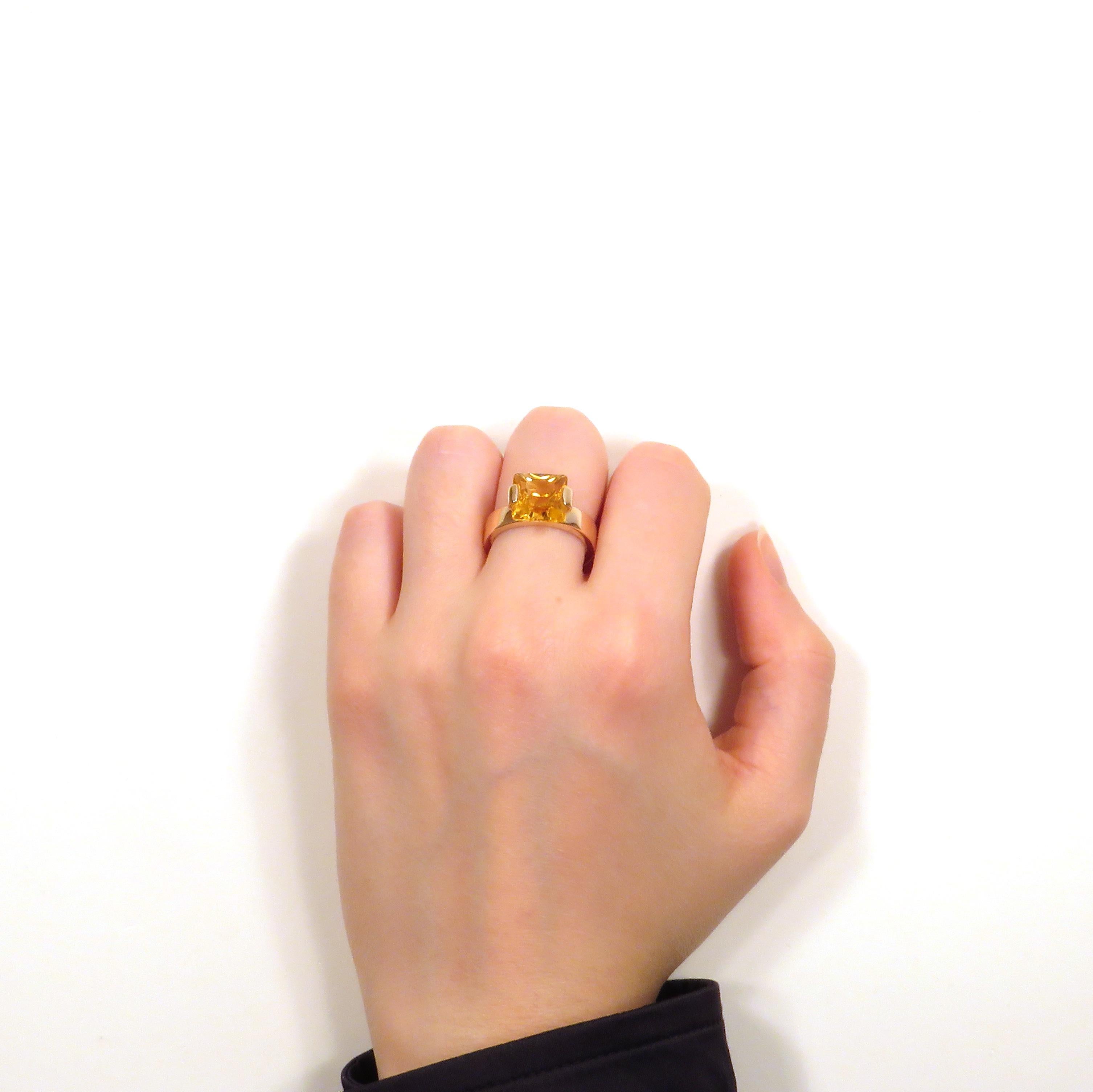 Modern Citrine Rose Gold Band Ring Handcrafted In Italy by Botta Gioielli