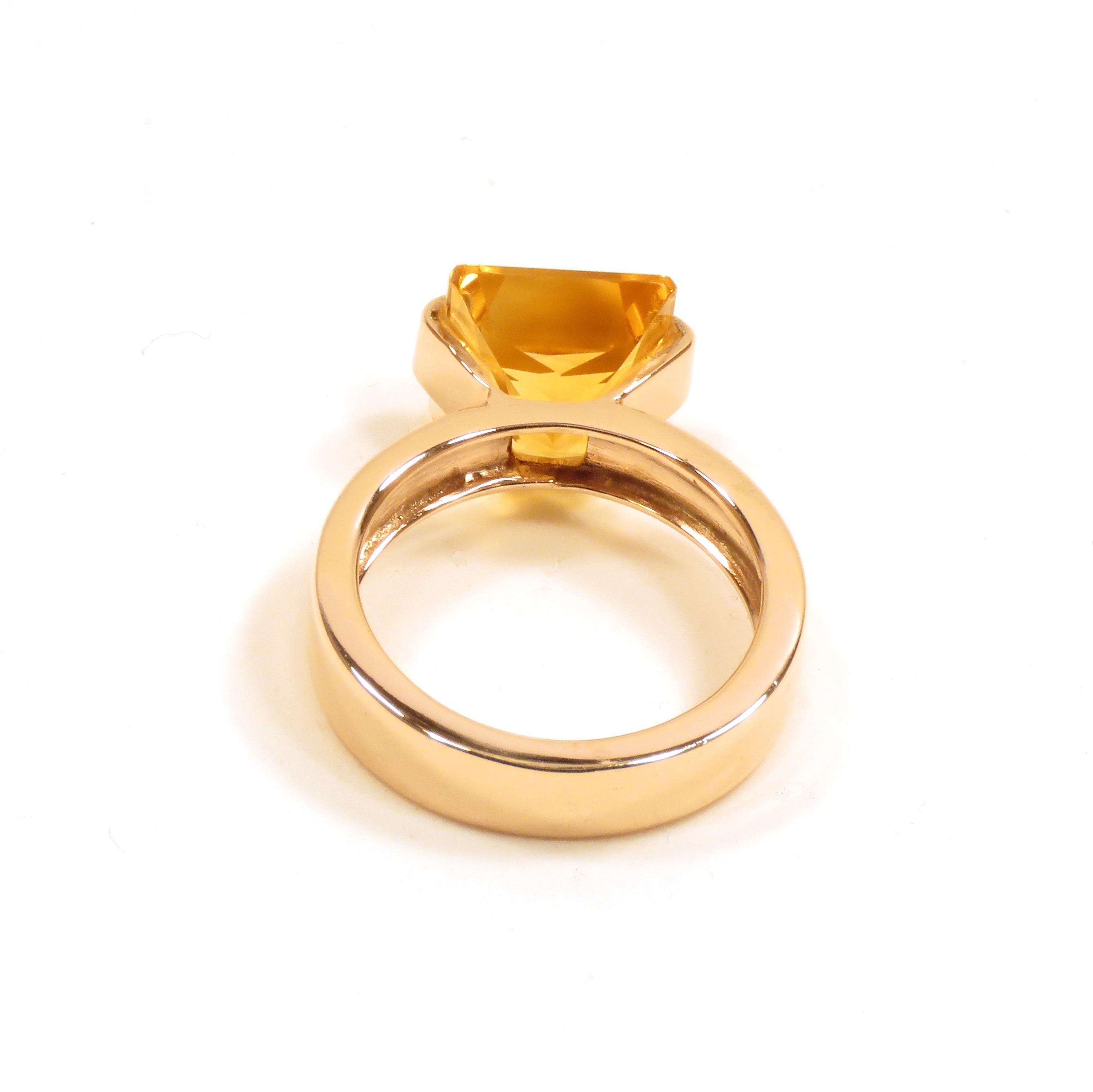 Citrine Rose Gold Band Ring Handcrafted In Italy by Botta Gioielli In New Condition In Milano, IT