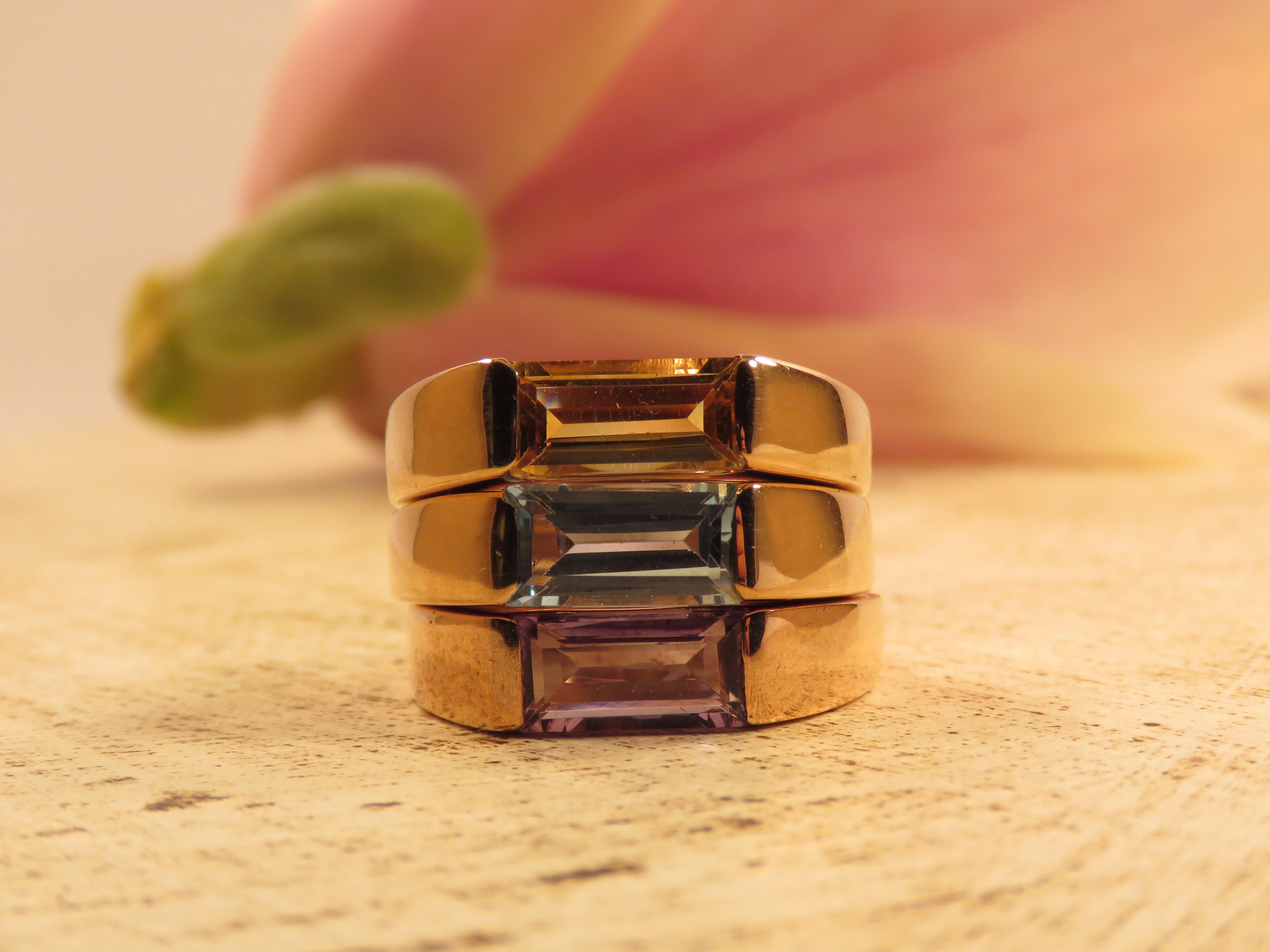 Topaz Rose Gold Band Ring Handcrafted in Italy by Botta Gioielli 3