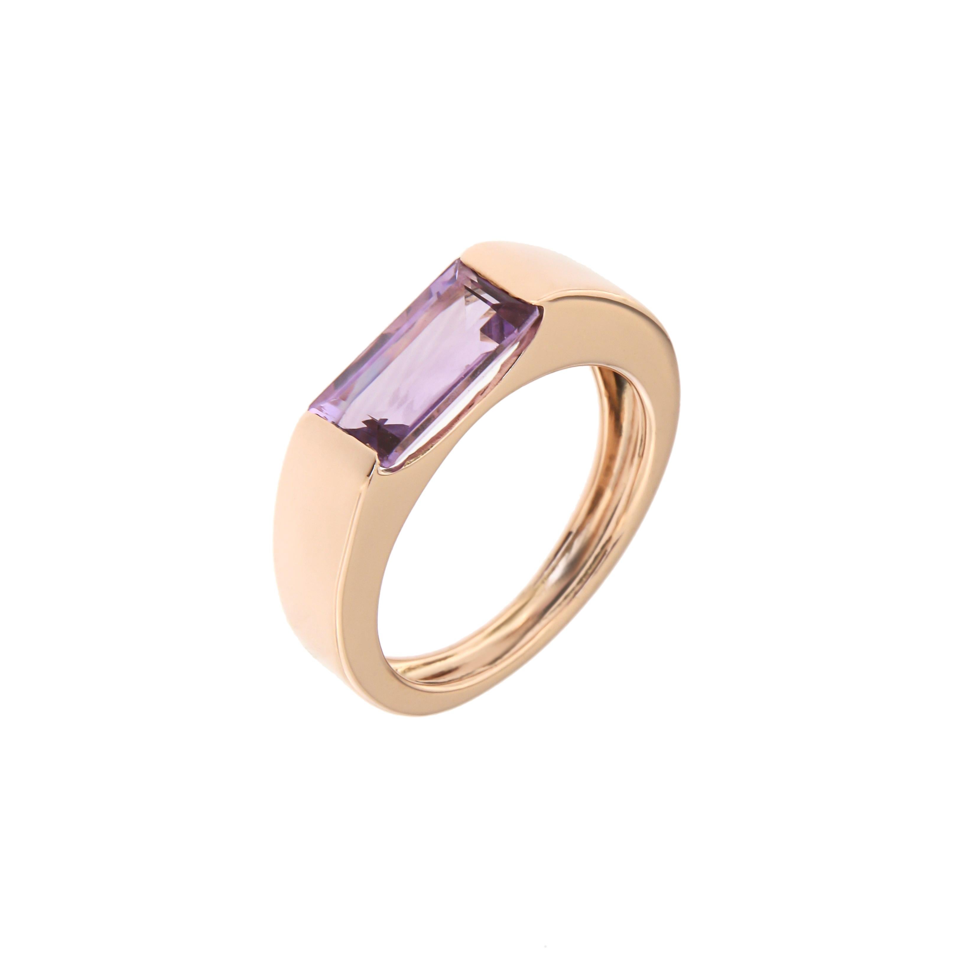Anello a fascia in oro rosa Topazio fatto a mano in vendita 4