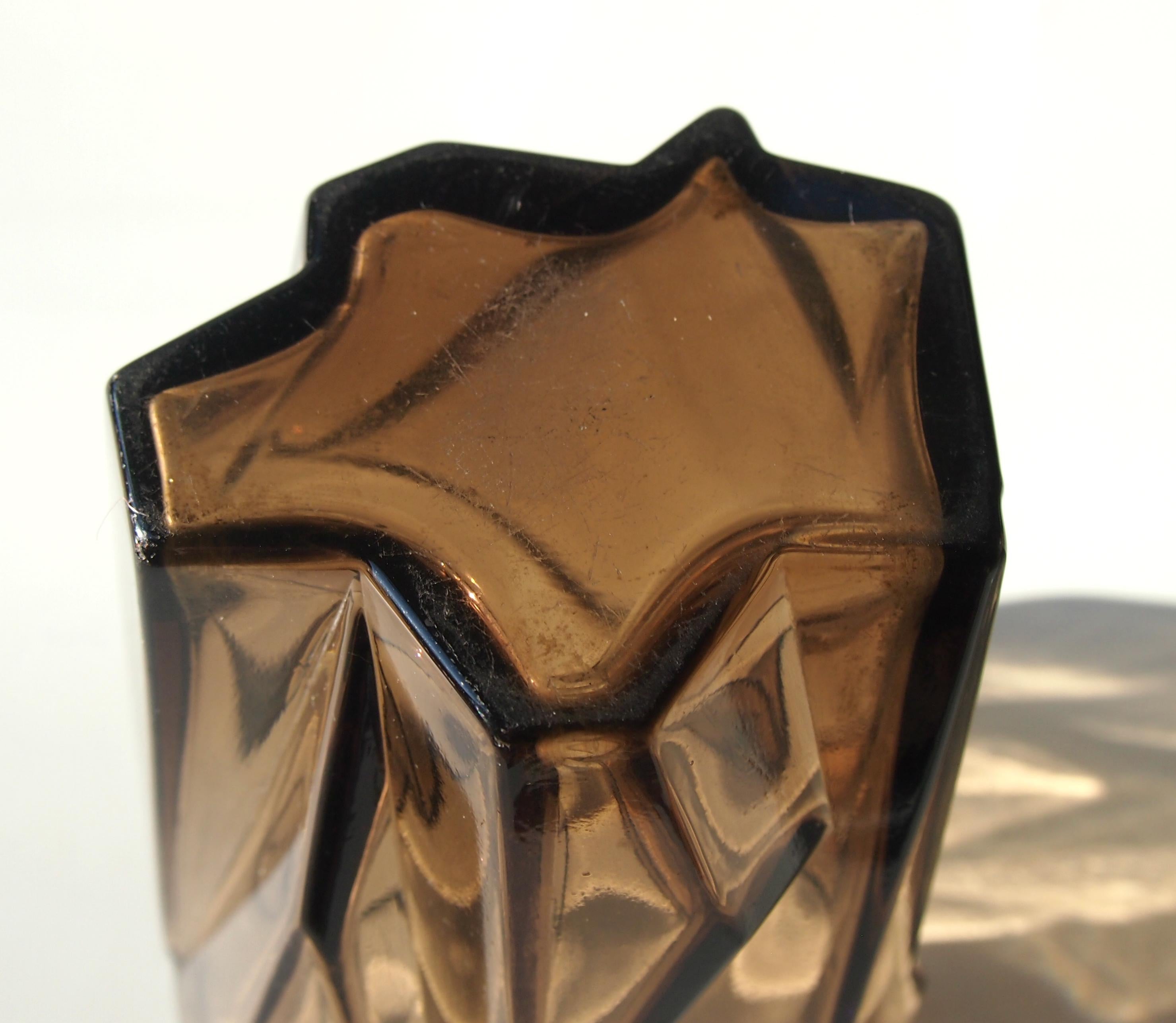 Early 20th Century Topaz Ruba Rombic Art Deco Cubist Glass Vase Made by Consolidated