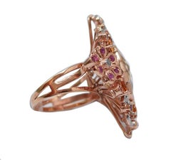 Topaz, Rubies, Diamonds, Rose Gold and Silver Ring.