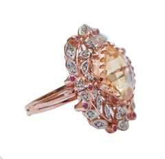 Topaz, Rubies, Diamonds, Rose Gold and Silver Ring.