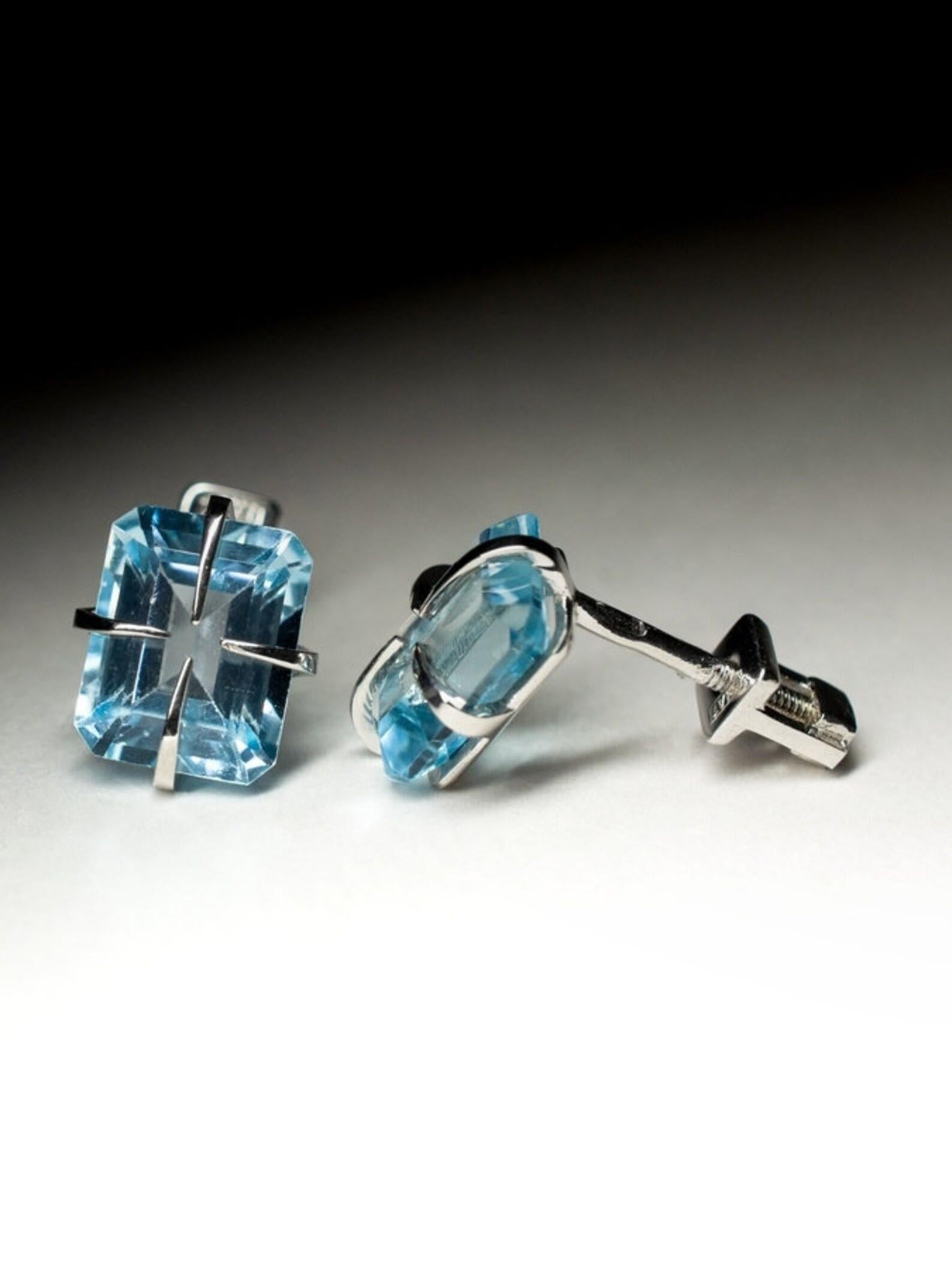 Topas Silber Ohrstecker Ohrringe Brasilianisch Himmelblau Geschenk Edelstein Vintage-Stil Geschenk im Angebot 1