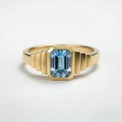 Topaz solitaire ring for men silver, gold