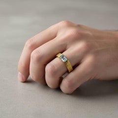 Topaz solitaire ring for men silver, gold