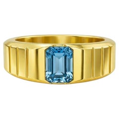 Topaz solitaire ring for men silver, gold