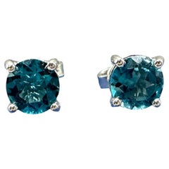 Topaz Stud Earrings in 14kt White Gold – 1.14ctw, New